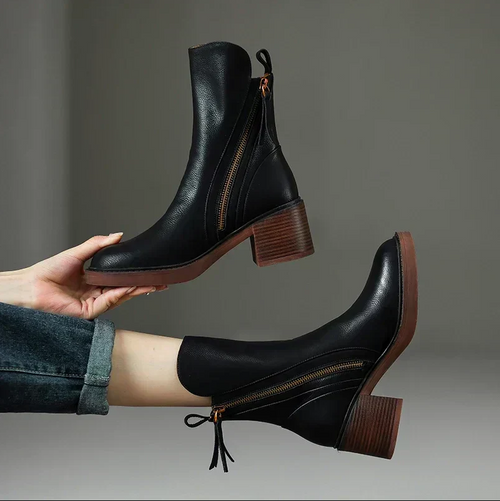 Bottes en Cuir Zippées Chic et Stylées