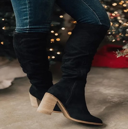 Bottes Chic à Talons Hauts en Daim Femme