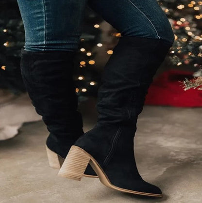 Bottes Chic à Talons Hauts en Daim Femme