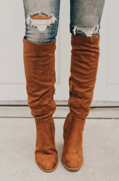 Bottes Chic à Talons Hauts en Daim Femme