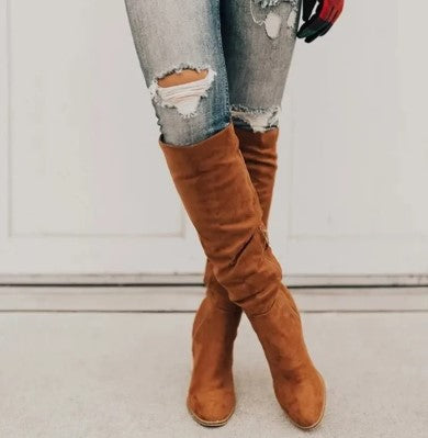 Bottes Chic à Talons Hauts en Daim Femme