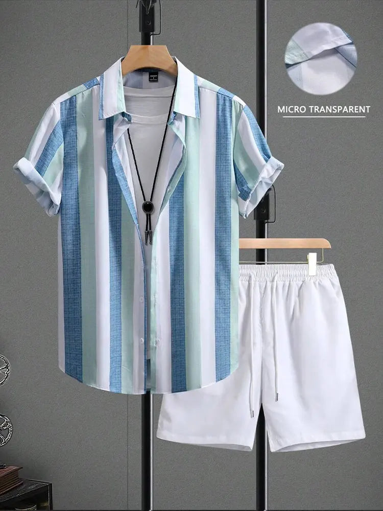 Ensemble Plage Vintage Imprimé Multi Motifs pour Homme