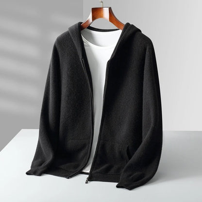 Sweat à capuche zippé en cachemire