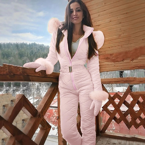 Combinaison Hivernale Matelassée de Luxe pour Femmes avec Fourrure