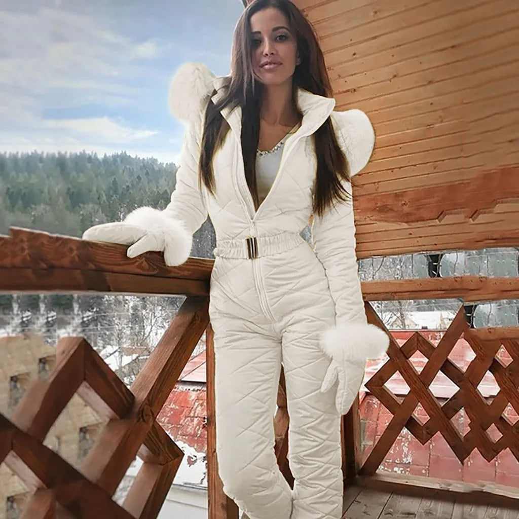 Combinaison Hivernale Matelassée de Luxe pour Femmes avec Fourrure