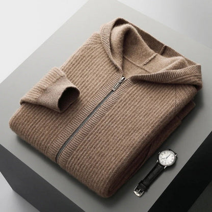 Sweat à capuche zippé en cachemire