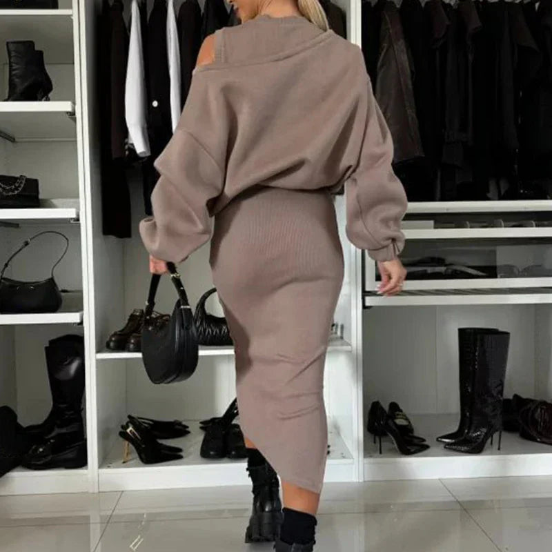 TRISHELLE - ENSEMBLE DE ROBE FENDUE CHIC URBAIN