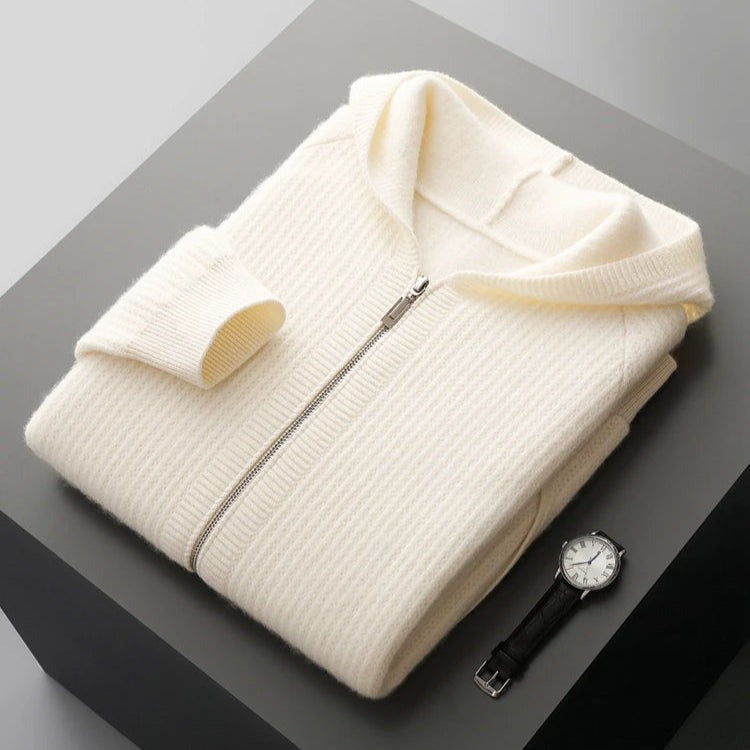 Sweat à capuche zippé en cachemire
