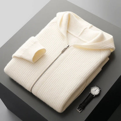 Sweat à capuche zippé en cachemire