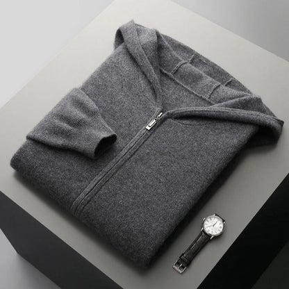 Sweat à capuche zippé en cachemire