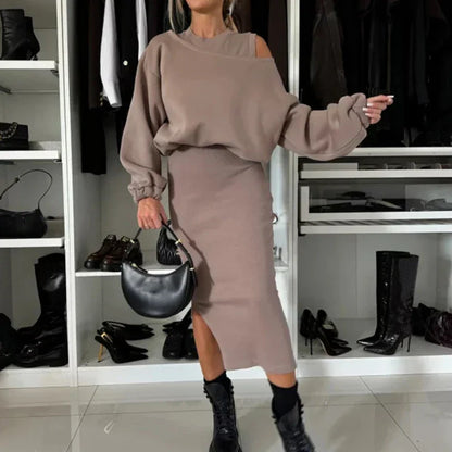 TRISHELLE - ENSEMBLE DE ROBE FENDUE CHIC URBAIN