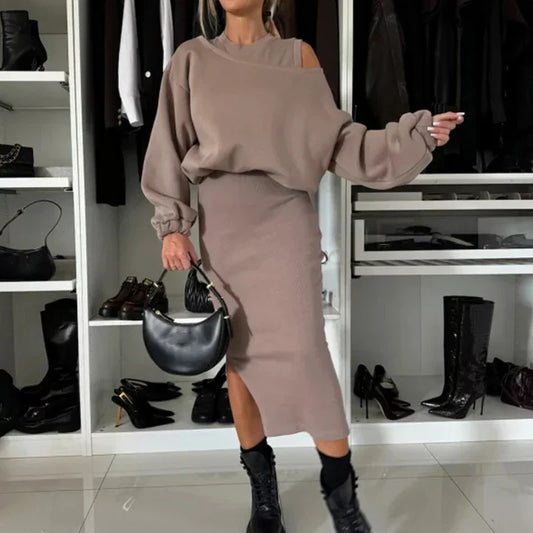 TRISHELLE - ENSEMBLE DE ROBE FENDUE CHIC URBAIN