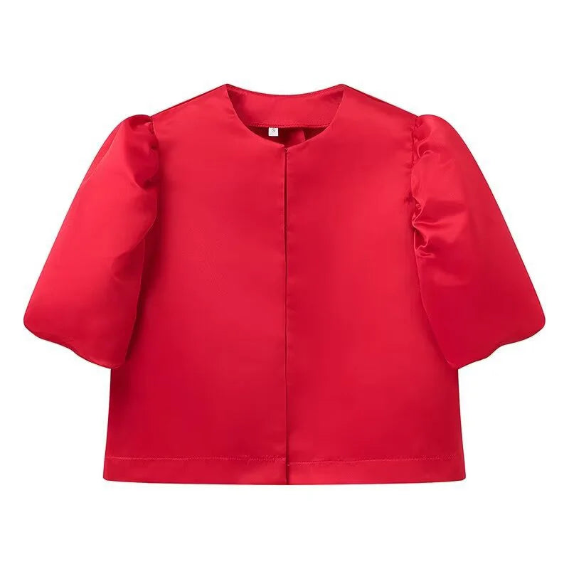 Océane Dubois® | Chemise élégante pour femme à manches courtes bouffantes