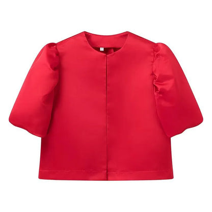Océane Dubois® | Chemise élégante pour femme à manches courtes bouffantes