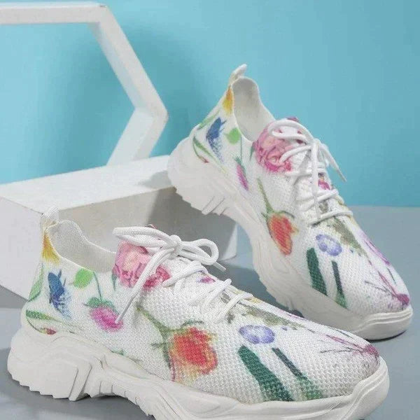 Baskets Respirantes Florales Sans Lacets Mode Femme