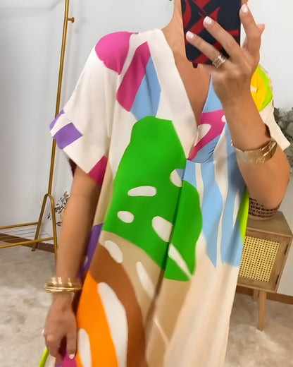Nerissa™ - Robe décontractée à imprimé feuillage coloré pour un style frais et naturel