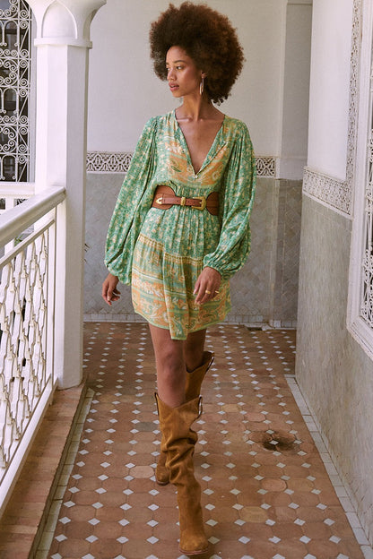 Pauline Laurent® | mini-robe paysanne avec imprimé splice