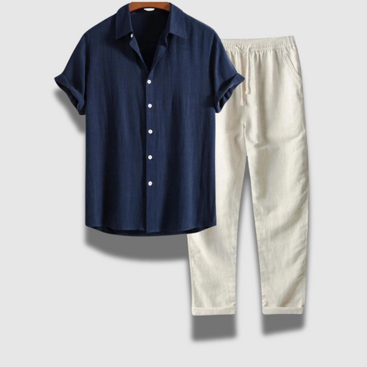 Ensemble à Manches Courtes et Pantalon Boutonné pour Homme
