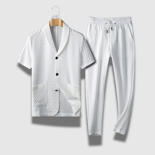 Ensemble Chemise à Manches Courtes et Jogging Raffiné Homme