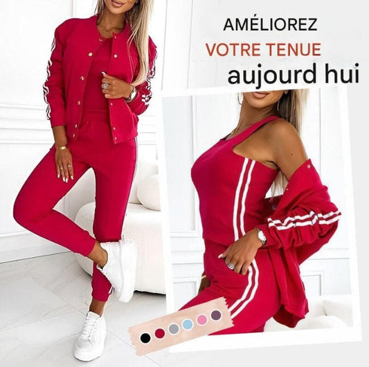 Ensemble trois pièces veste et pantalon pour femme