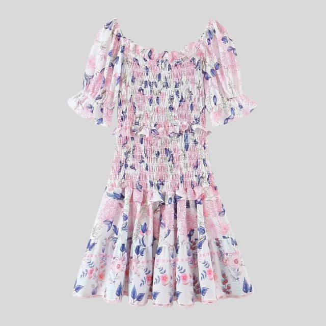 Pauline Laurent® | Robe florale à manches bouffantes