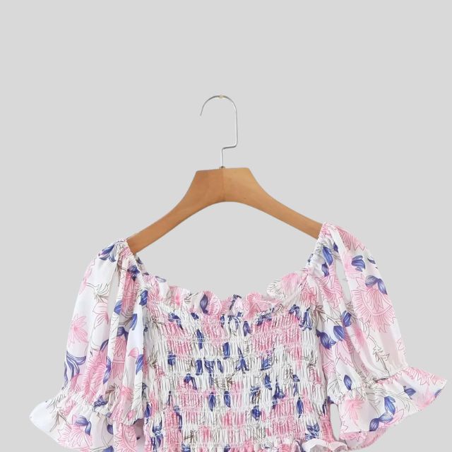 Pauline Laurent® | Robe florale à manches bouffantes