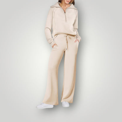 Ensemble Décontracté Pantalon et Pull Zippé Stylé Femme