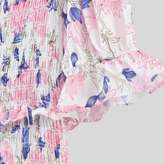Pauline Laurent® | Robe florale à manches bouffantes