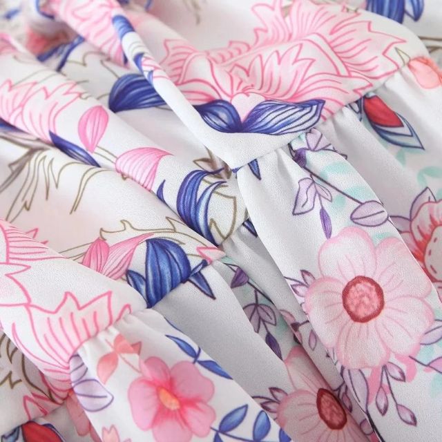 Pauline Laurent® | Robe florale à manches bouffantes