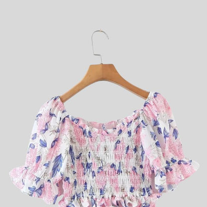 Pauline Laurent® | Robe florale à manches bouffantes