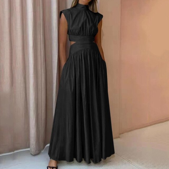 Robe Longue Élégante à Côtés Ouverts Coupe Sophistiquée Fluide