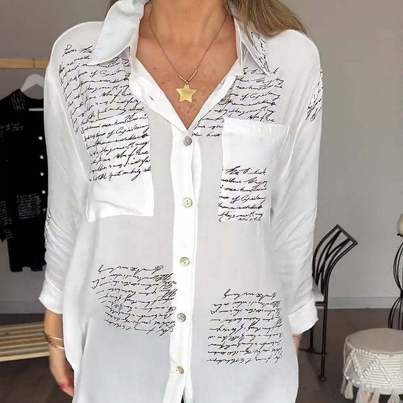 Chemise à manches longues avec col à revers et imprimé tendance pour femmes