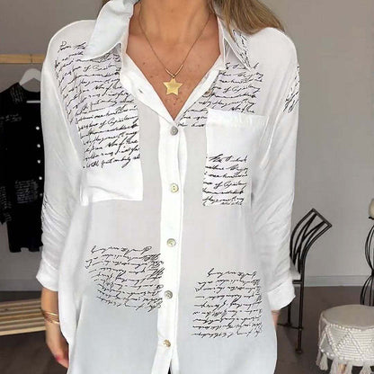 Chemise à manches longues avec col à revers et imprimé tendance pour femmes