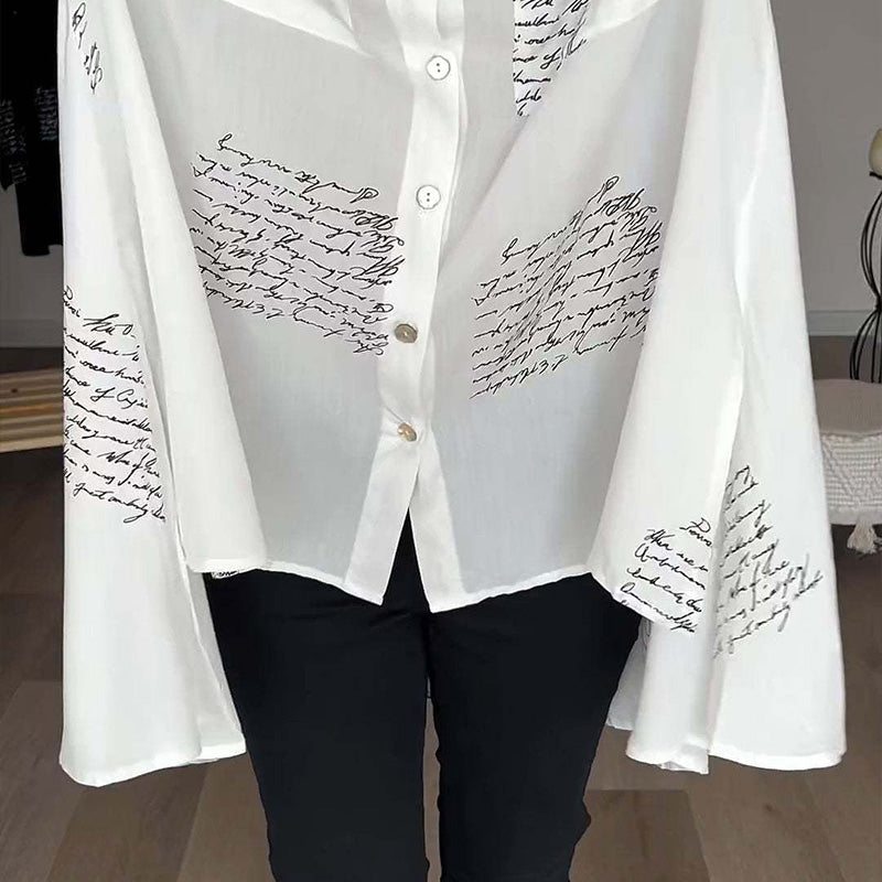 Chemise à manches longues avec col à revers et imprimé tendance pour femmes