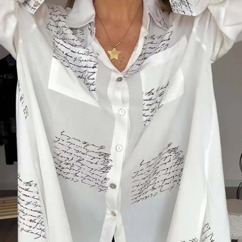 Chemise à manches longues avec col à revers et imprimé tendance pour femmes
