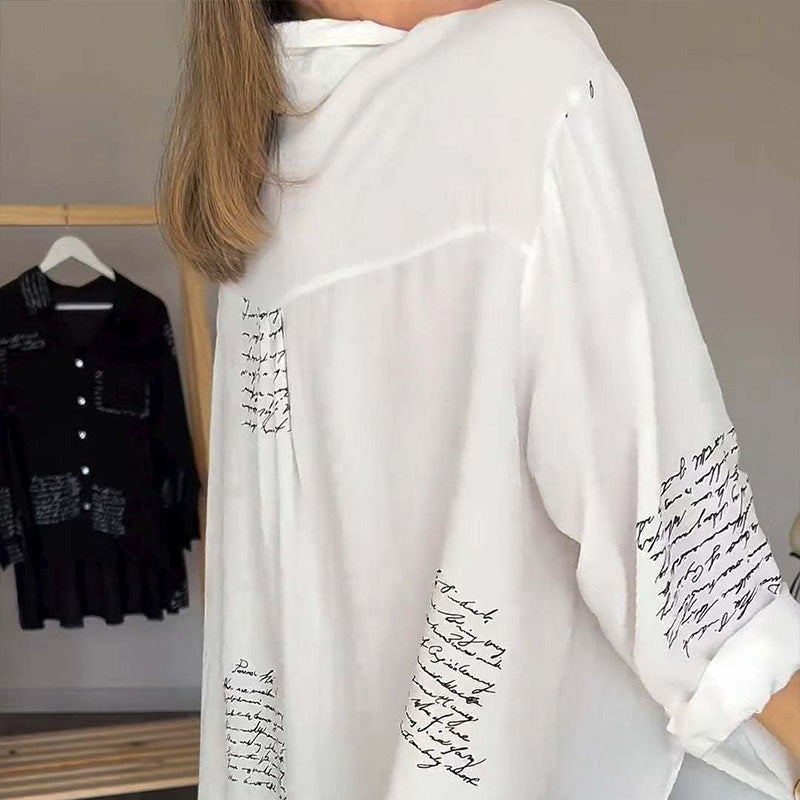 Chemise à manches longues avec col à revers et imprimé tendance pour femmes