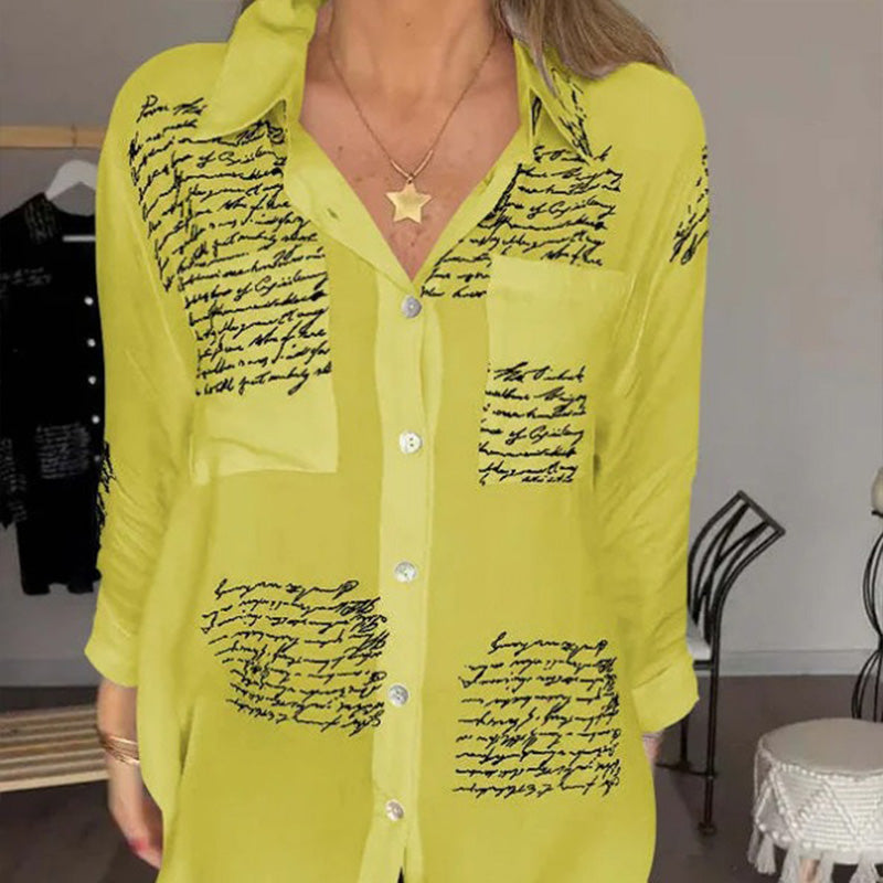 Chemise à manches longues avec col à revers et imprimé tendance pour femmes