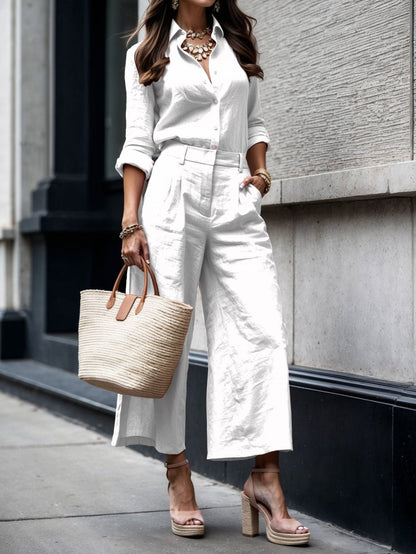 Ensemble pantalon capri et chemise ample