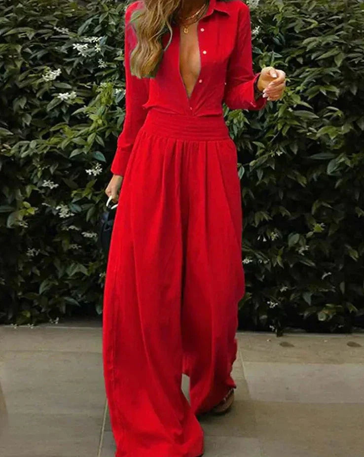 Combinaison Élégante Vintage Femmes à Taille Élastique