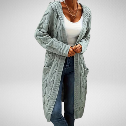 ÉLODIE | Cardigan Côtelé Doux avec Capuche & Poches