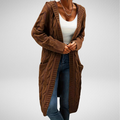 ÉLODIE | Cardigan Côtelé Doux avec Capuche & Poches