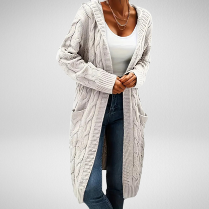 ÉLODIE | Cardigan Côtelé Doux avec Capuche & Poches