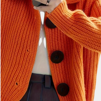 Cardigan élégant à gros boutons pour l'automne et l'hiver