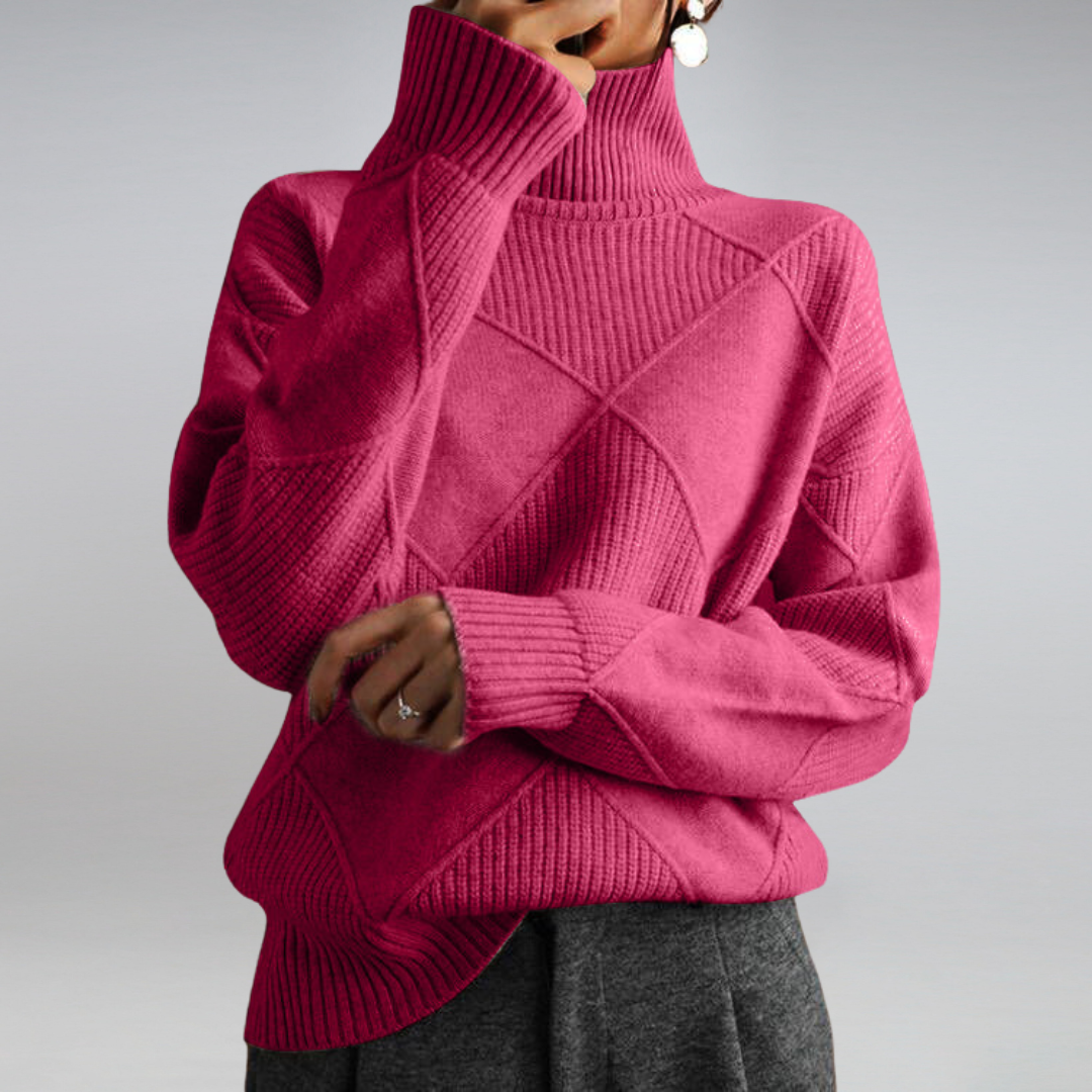Pull à col roulé tricoté géométrique confortable