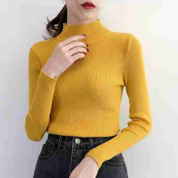Pull en laine côtelé confortable pour femmes