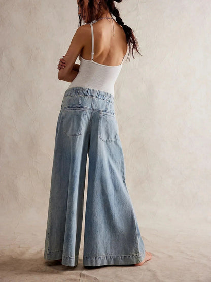 Jeans décontractés à jambe large et coupe ample
