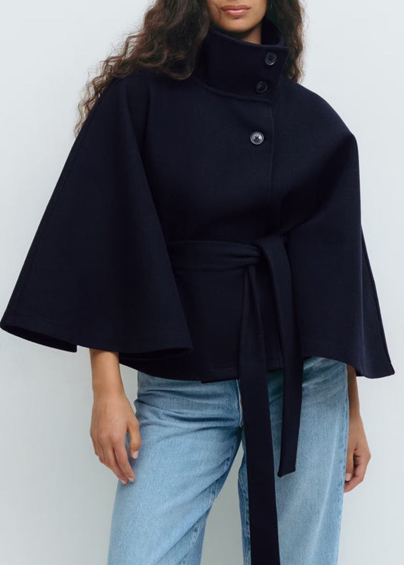 Veste cape ceinturée