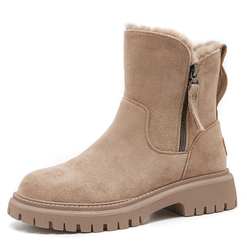 Bottes chevilles chics effet daim avec doublure en fourrure confortable