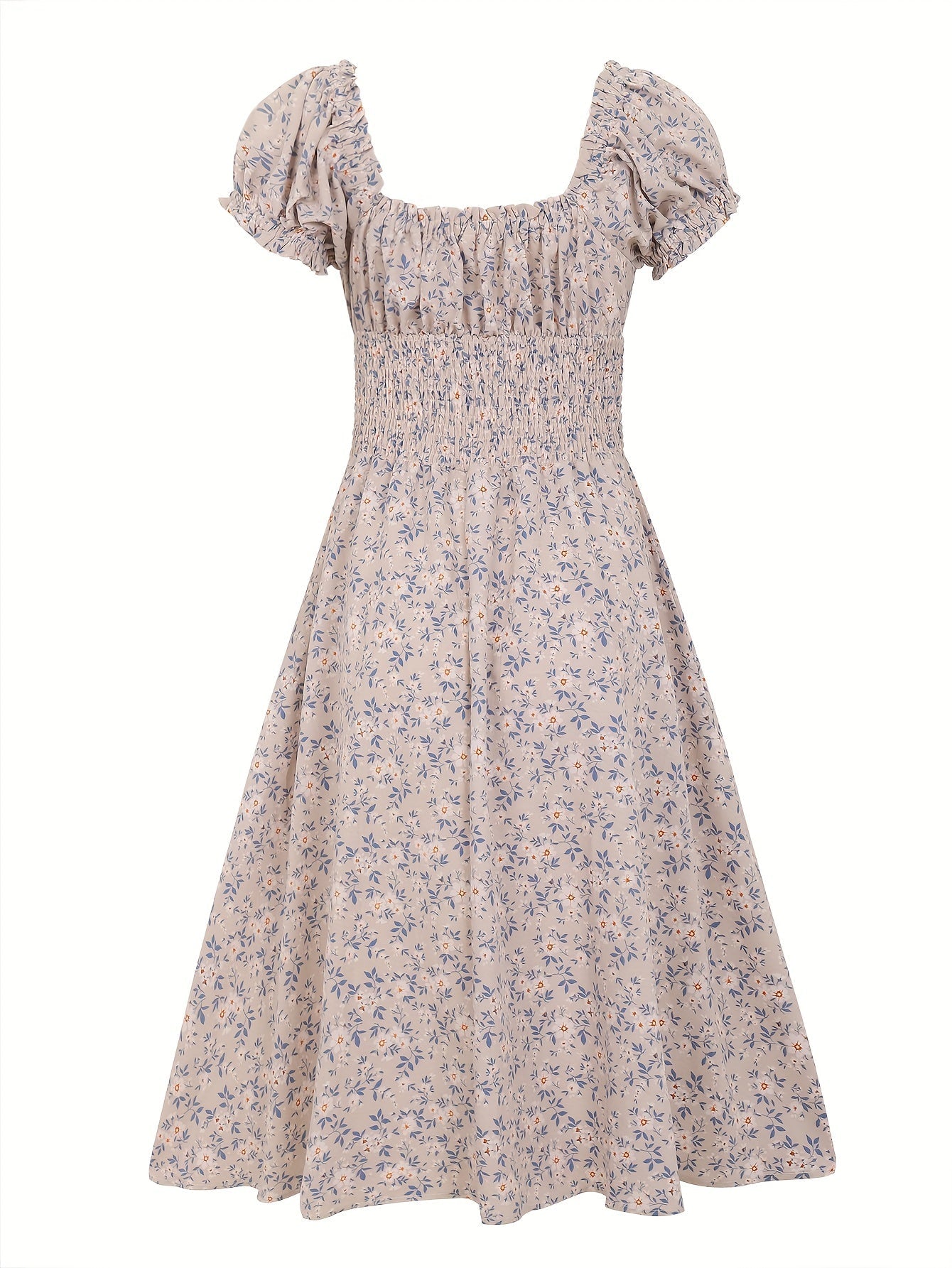 Robe Taille Élastique Florale À Col V Pour Femme