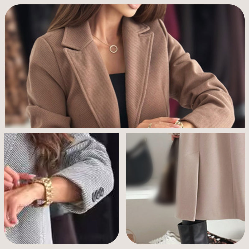Manteau d'hiver long en laine chic pour femme